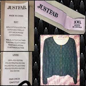 JustFab brand Black & Nude Crochet Soft Knit Bomber Jacket/Cardigan XXL(16/18)